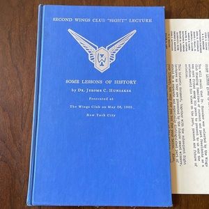 Vintage 1966 Second Wing club Sight lecture Some lessons of History book letter